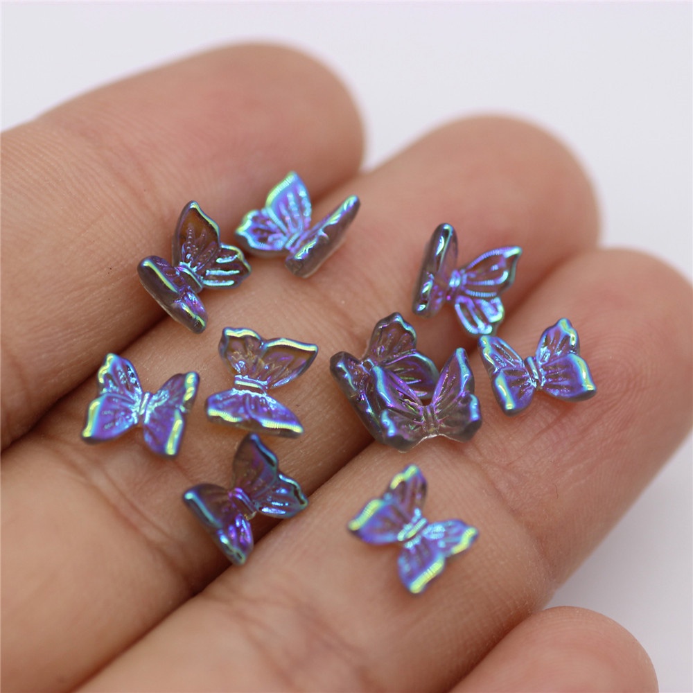Set 50 Hạt Charm Không Lỗ 6mm Hình Bướm Làm Móng Nghệ Thuật