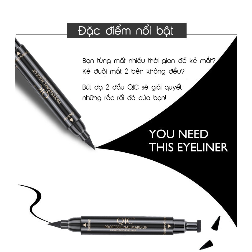 Bút dạ kẻ mắt hai đầu QIC chống thấm nước không lem không trôi nội địa Trung MD-EL03 | BigBuy360 - bigbuy360.vn