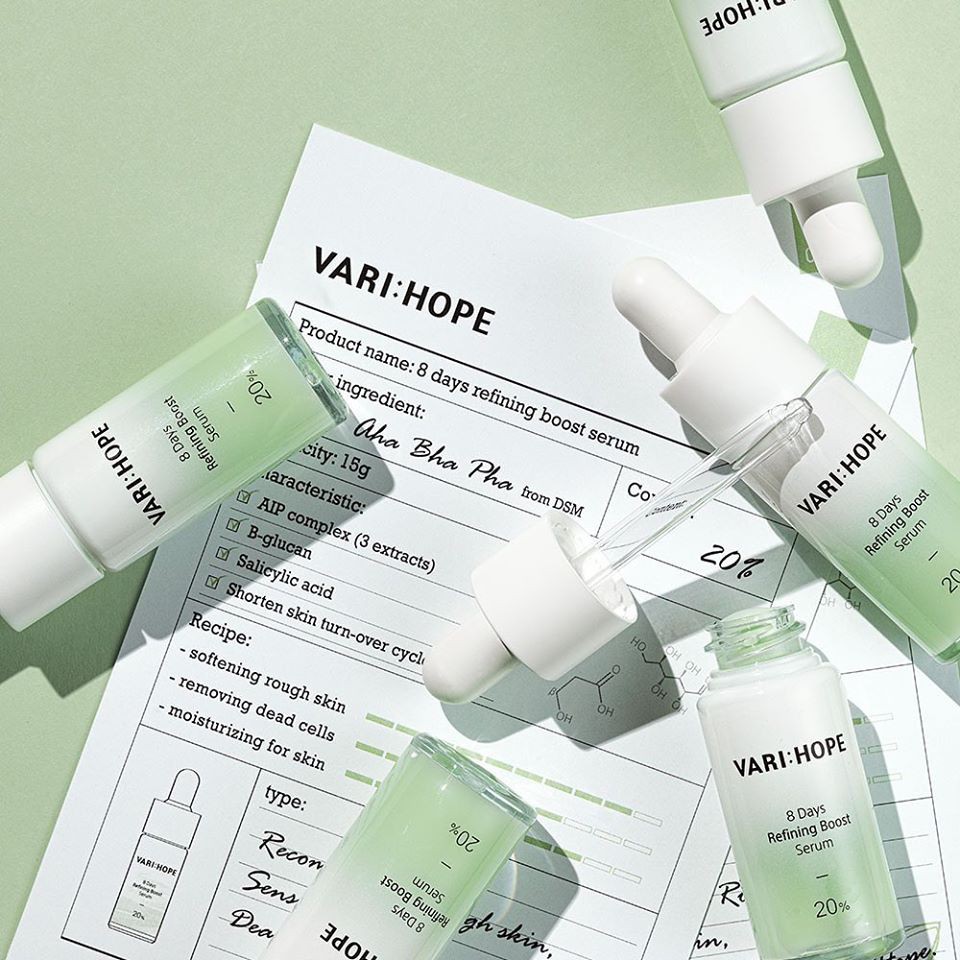 Serum Vari:Hope Tẩy Da Chết, Dưỡng Da Căn Bóng Varihope 8 Days Refining Boost 15ml