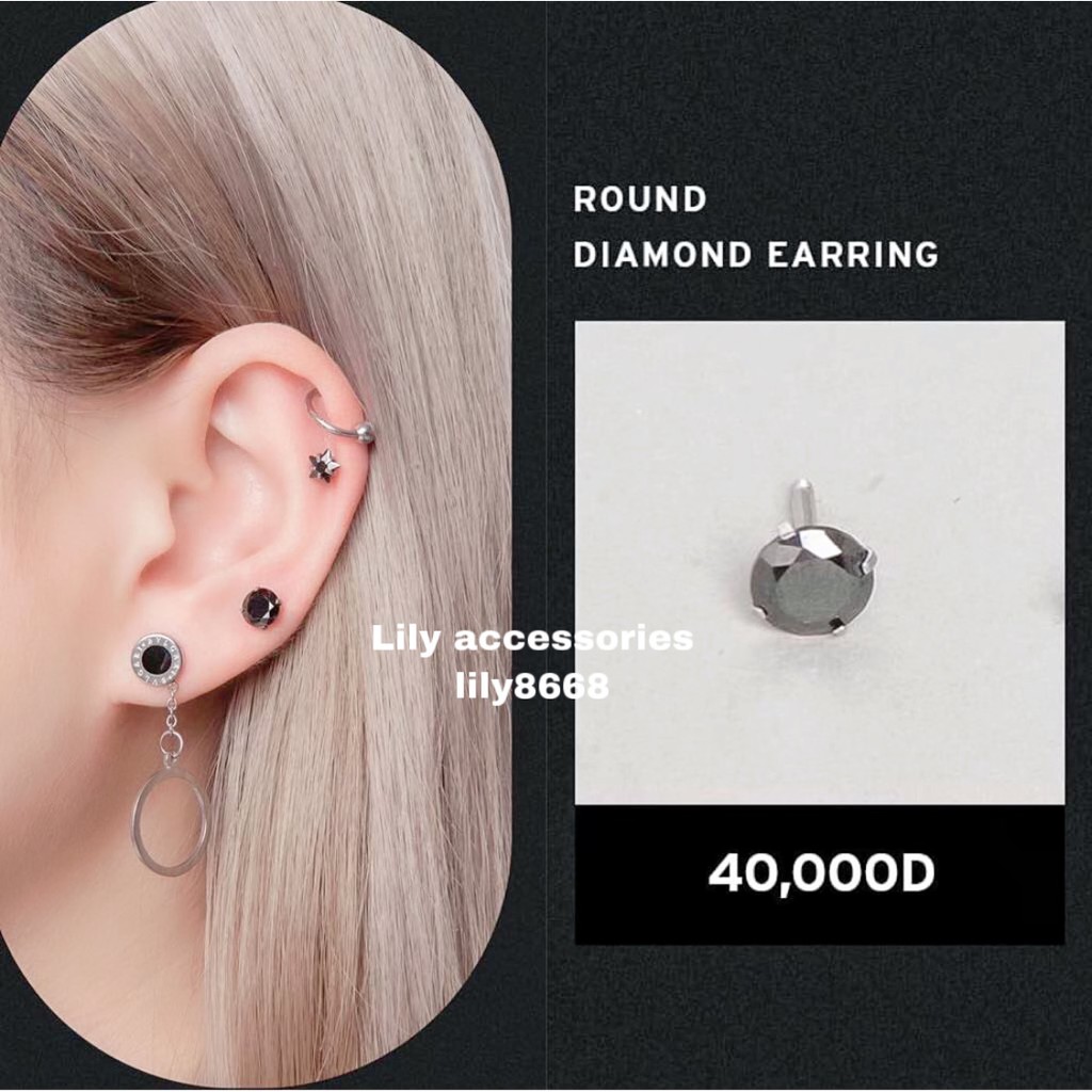 khuyên tai titan tròn kim đen không gỉ không đen không dị ứng cho nam và nữ