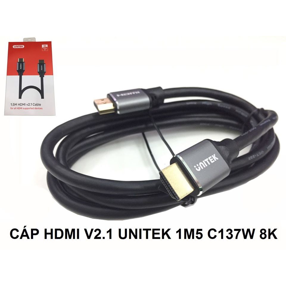 CÁP HDMI 2 ĐẦU V2.1 Unitek 1.5m C137W CHUẨN 8K