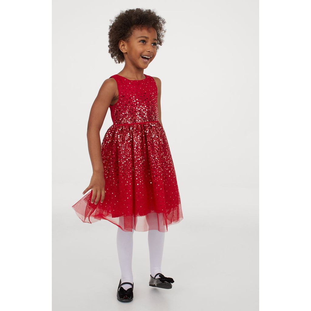 Váy xoè công chúa đỏ sequin HM H&M hàng chính hãng authentic