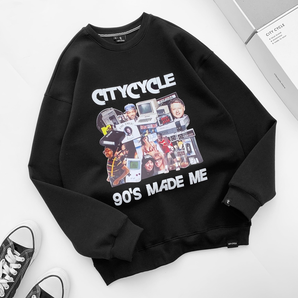Áo sweater 1990s City Cycle nỉ da cá cotton form rộng oversize unisex Local Brand