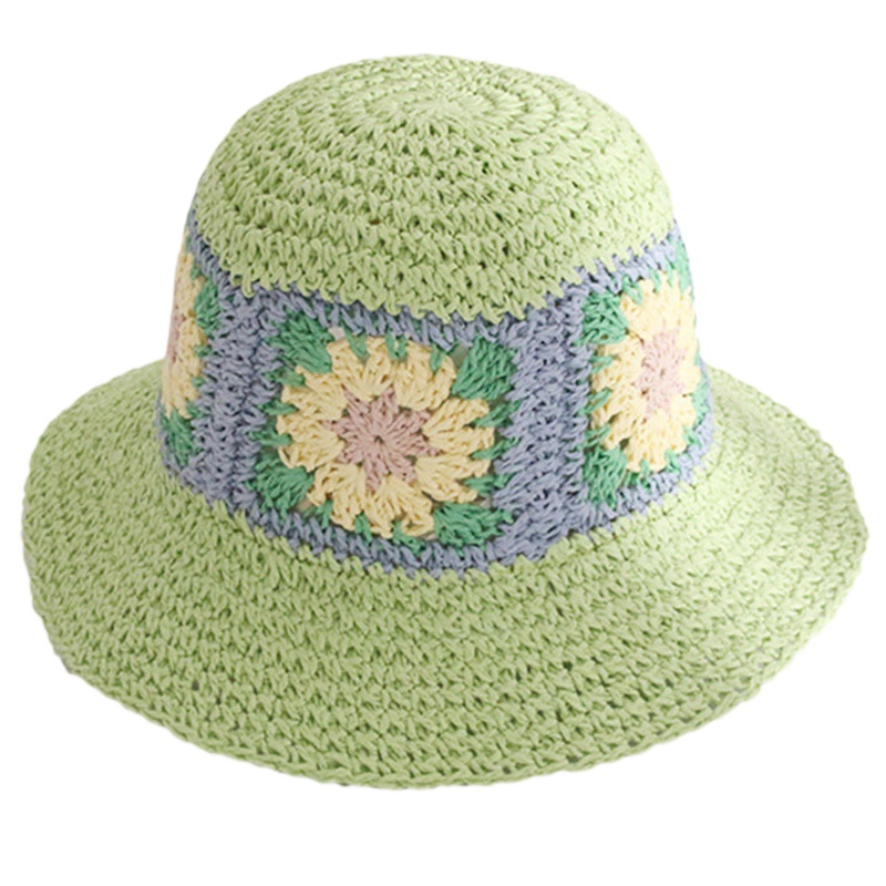 Nón Tai Bèo Đan Len Vành Rộng Thoáng Khí Họa Tiết Hoa Hướng Dương Phong Cách Boho Dành Cho Nữ