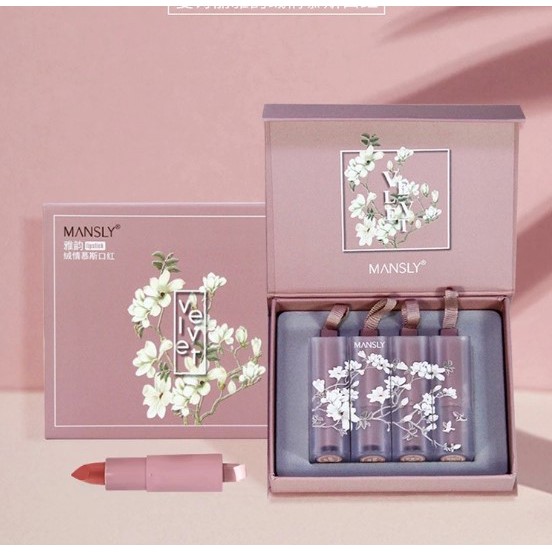 S014. Bộ SET 4 Son Nhung lỳ mẫu hoa MANSLY Flower Lipstick | BigBuy360 - bigbuy360.vn