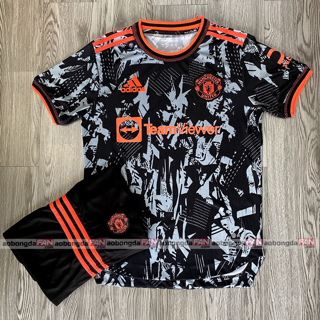 Quần Áo Bóng Đá MU Đen 2022 - Áo Đá Banh Man U - Áo Đá Banh Thái Xịn