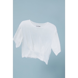 TheBlueTshirt - Durable Bamboo Darted T - Áo Thun Trắng Tay Ngắn Chiết Eo