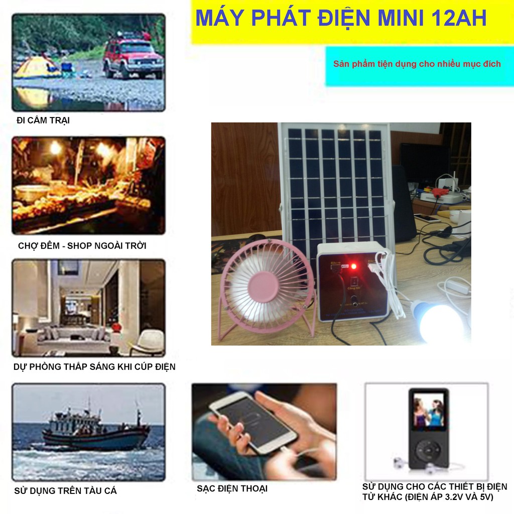 MÁY PHÁT ĐIỆN MINI NĂNG LƯỢNG MẶT TRỜI - Tặng 01 đèn usb + 01 quạt usb