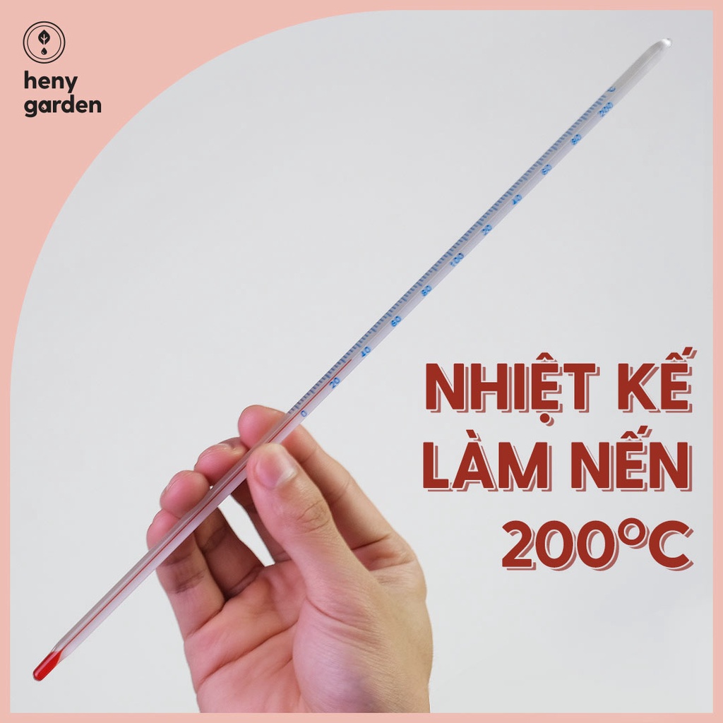 Nhiệt Kế Thủy Ngân Làm Nến 200 độ C Đo Nhiệt Độ &amp; Khuấy Sáp, Dụng Cụ Làm Nến Heny Garden