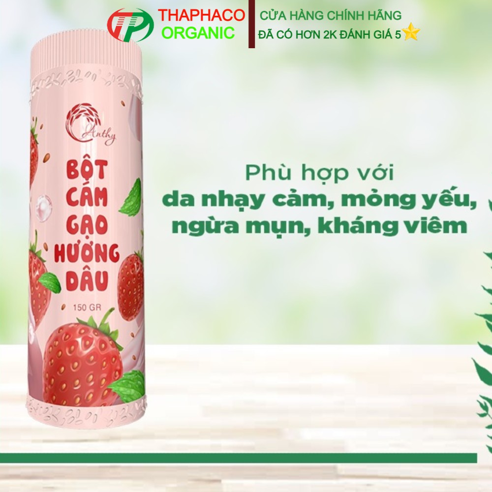 Hộp Bột Cám Gạo Hương Dâu Anthy Organic Hộp 150gr sử dụng cho cả bé