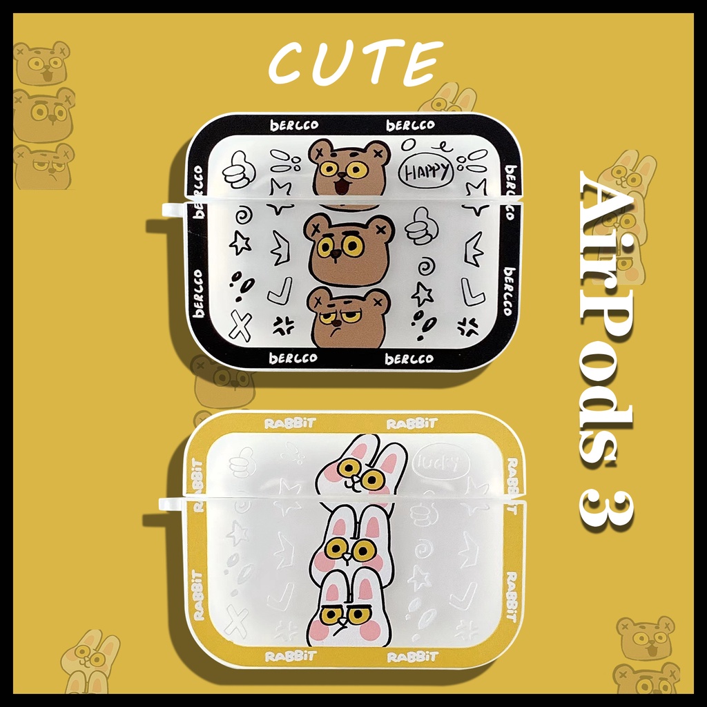 Vỏ Bảo Vệ Hộp Sạc Tai Nghe compatible AirPods Pro compatible AirPods 2/Pro Bằng TPU Hình Vuông Họa Tiết Hoạt Hình Màu Sắc 2021