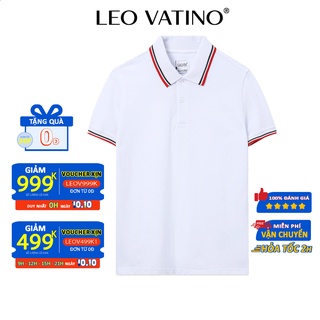 Áo polo nam Leo Vatino phối viền cổ dệt cotton cá sấu co giãn PLGV49T