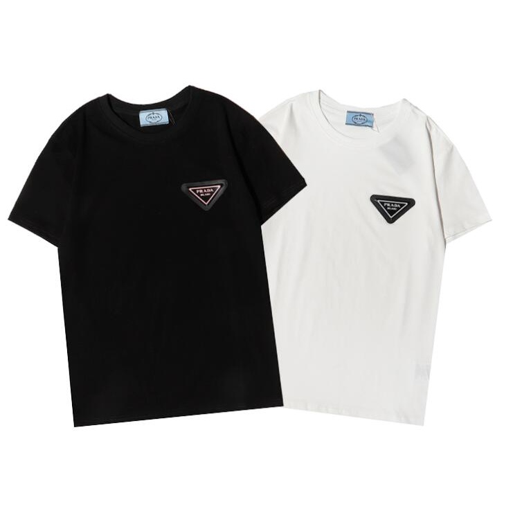 Áo Thun Tay Ngắn In Logo PRADA Tam Giác Thời Trang Cho Nam Và Nữ