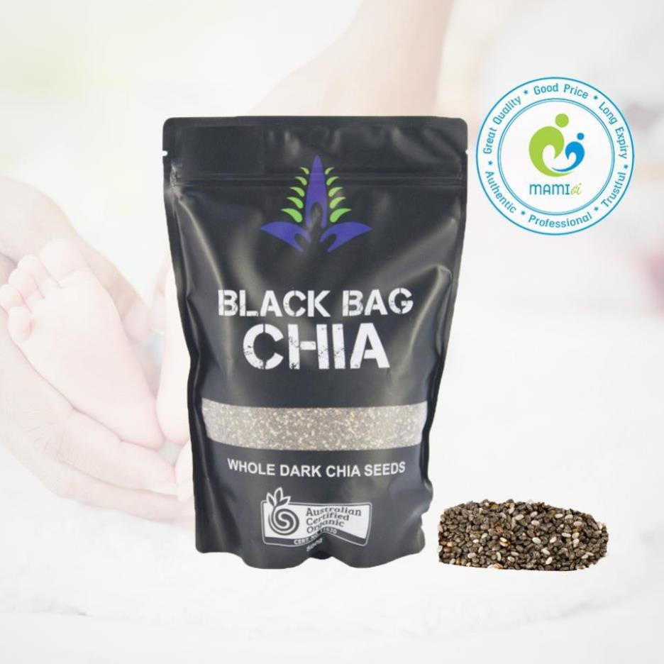 Hạt chia hữu cơ (250g/500g) bổ sung dinh dưỡng cho mọi lứa tuổi Black Bag Chia Seeds, Úc