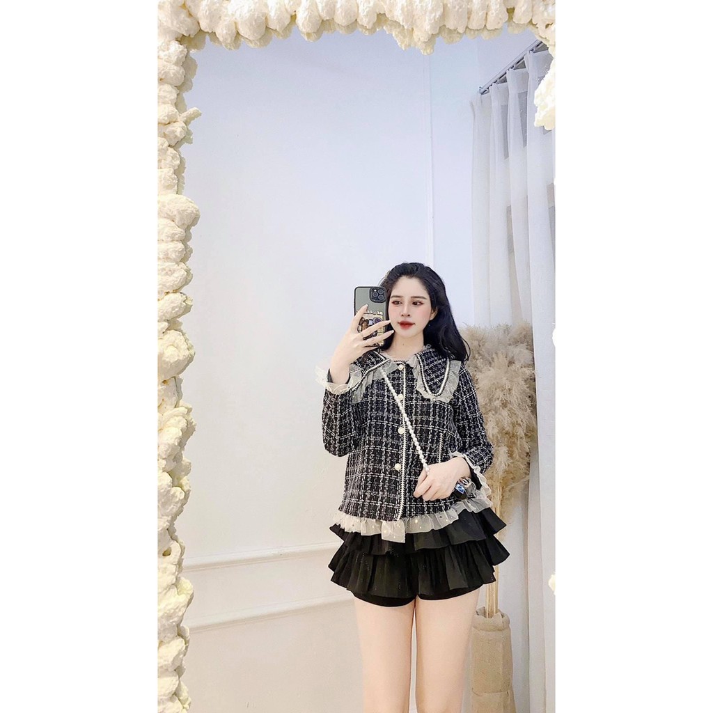 [HÀNG ĐẸP-SẴN HÀNG] ÁO DẠ CARO cổ phối bèo piter cực xinh cực hot | BigBuy360 - bigbuy360.vn