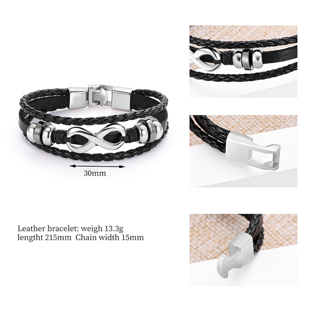 1 Vòng Tay Da PU Nhiều Lớp Phong Cách Retro Âu Mỹ Cá Tính