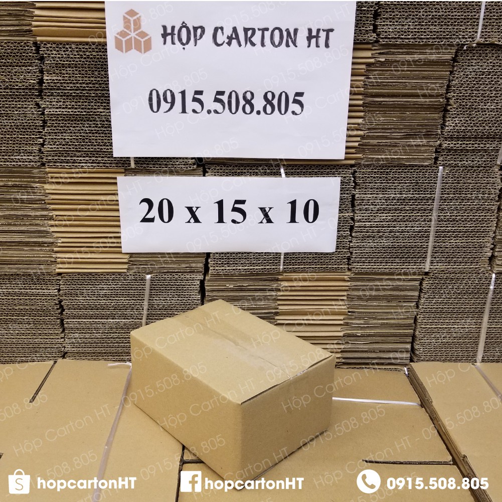 Combo 10 hộp carton đóng hàng 20x15x10 đựng phụ kiện, mỹ phẩm, đồ gia dụng tiện lợi giá gốc tận xưởng - Hộp Carton HT