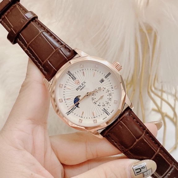 Đồng Hồ Thời Trang Nam, Đồng Hồ Cơ Đeo Tay Rolex Cao Cấp Dây Da Viền Thép Không Gỉ Siêu Hót