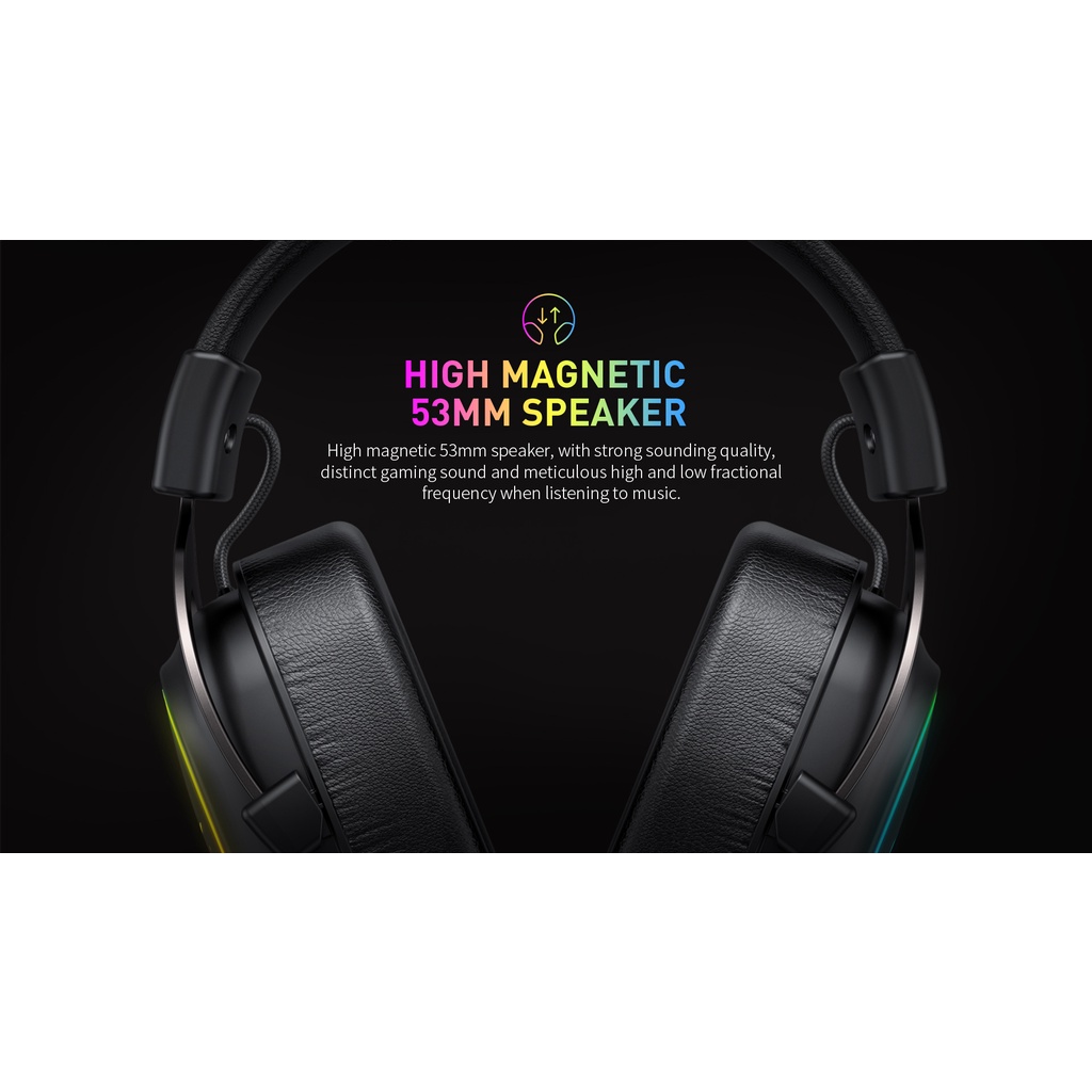 Tai Nghe Gaming Headphone HAVIT H2002P, Driver 53mm, Đèn RGB 36 Màu, Giả Lập 7.1 - Hàng Chính Hãng