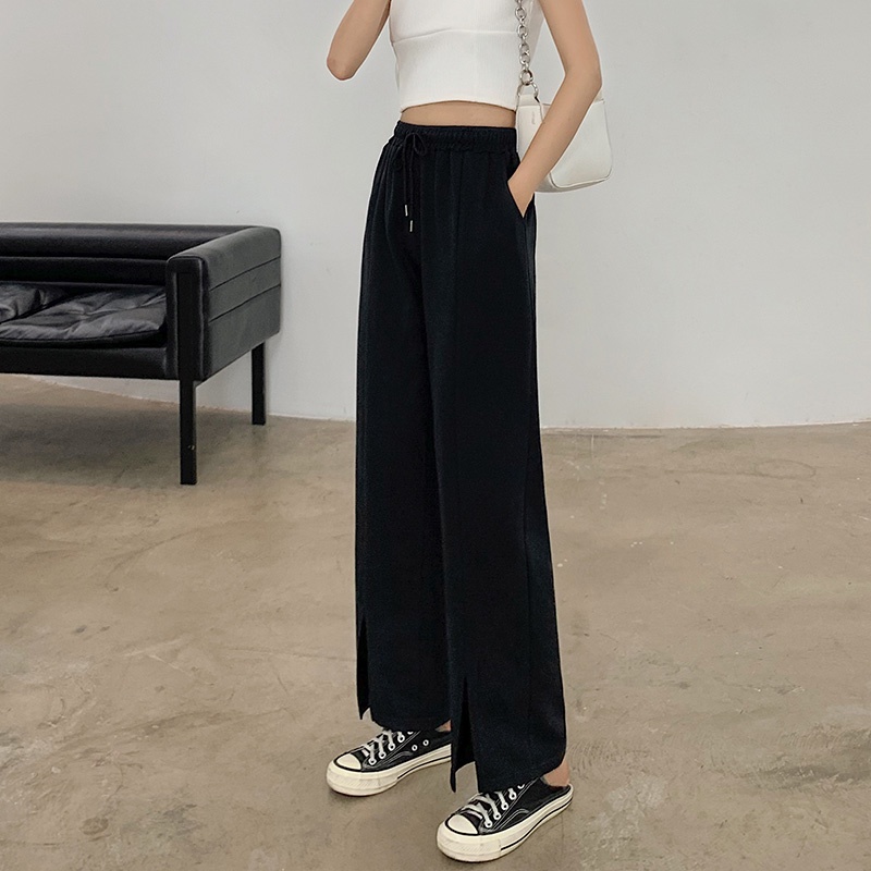 SUXI Quần ống rộng Lưng Cao Thiết Kế Mới Thời Trang Theo Phong Cách Hàn Quốc Cho Nữ