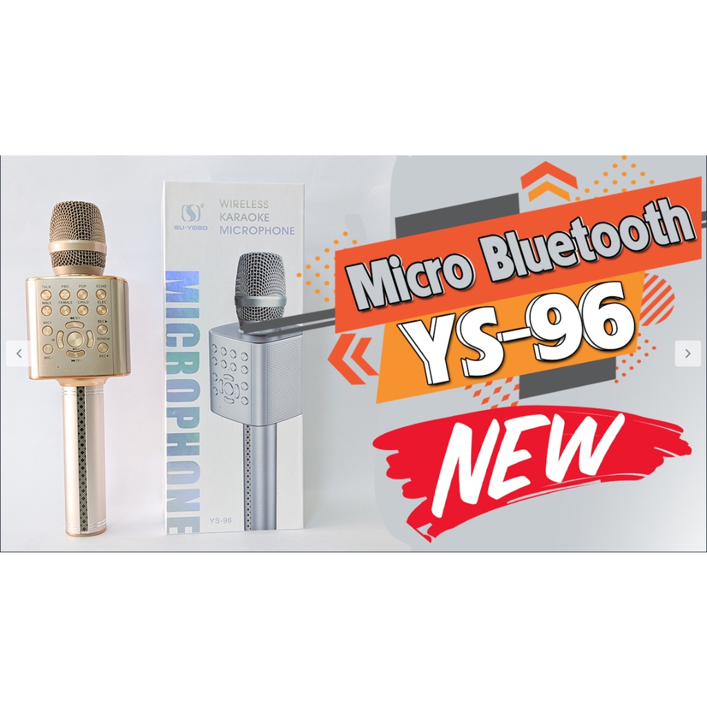 Micro Karaoke YS-96 Kèm Loa Bluetooth Cao Cấp, Micro Bluetooth 3in1 - Hiệu Chỉnh Được Bass Treble Ấn Tượng