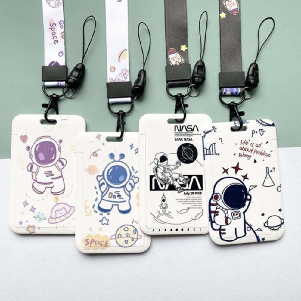 Dây đeo thẻ ID bằng da PU kèm móc khóa ngắn dễ thương chất lượng cao