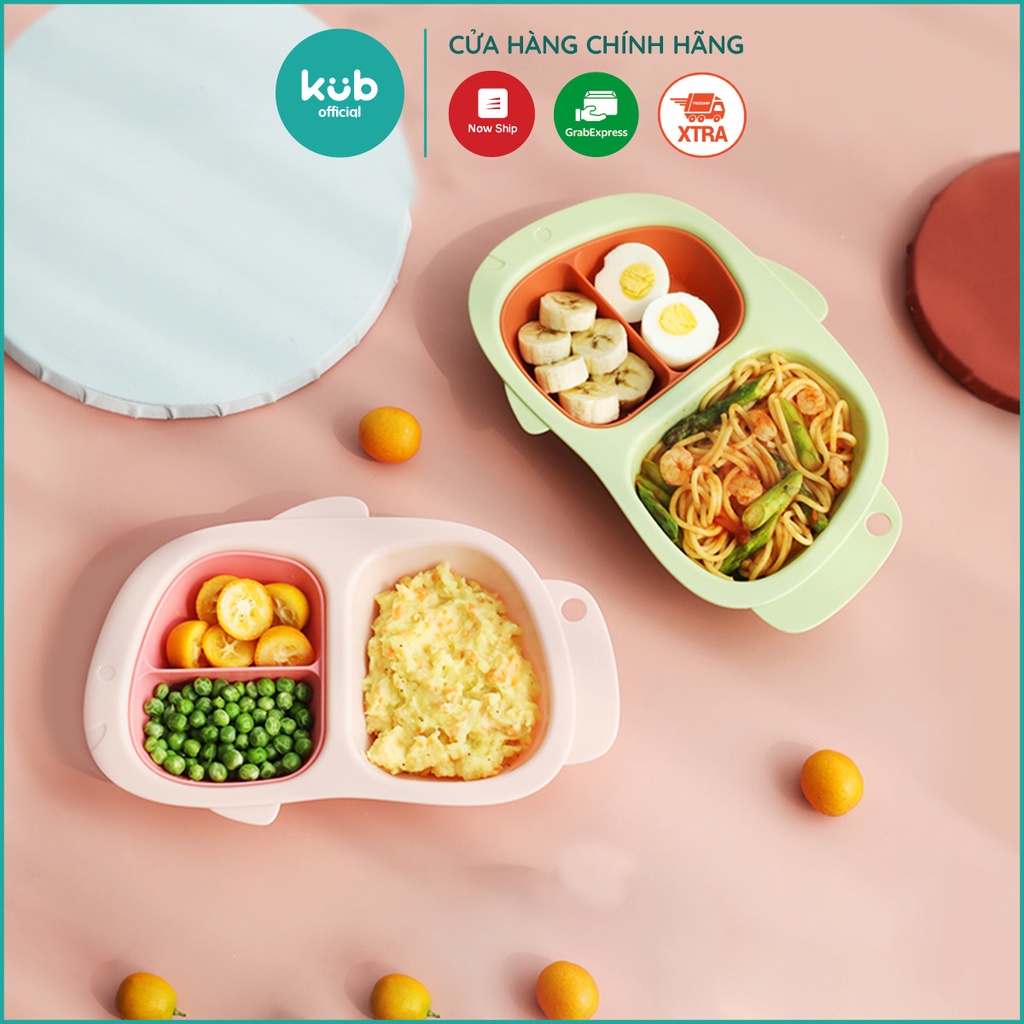 Khay ăn dặm kiểu nhật an toàn cao cấp có nắp đậy Khay chia cơm cho bé KUB