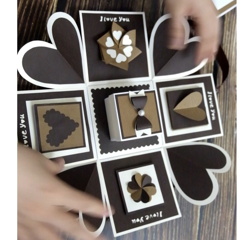 Hộp quà love box màu nâu đẹp độc lạ TẶNG KÈM TÚI GIẤY