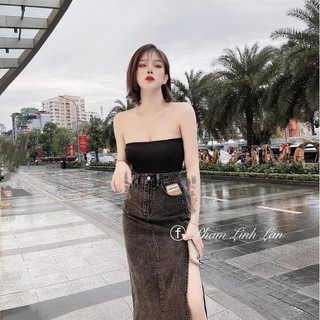 Chân váy bò xẻ