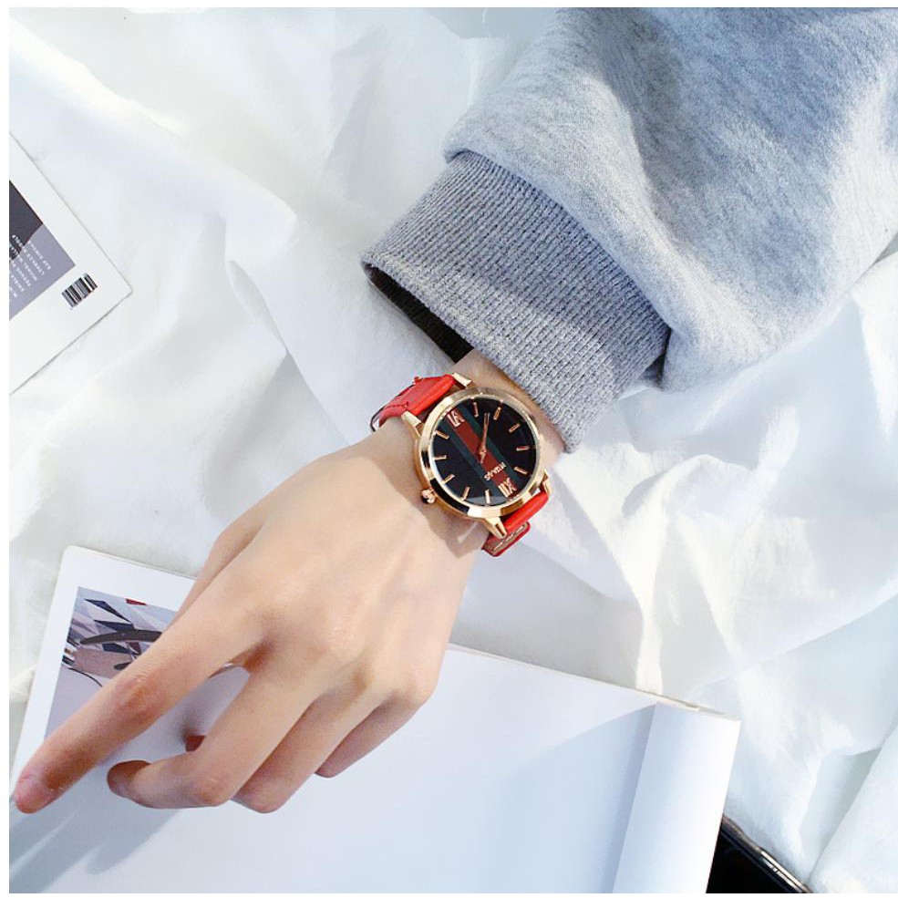 [CỰC ĐẸP] ĐỒNG HỒ NỮ DÂY DA HUANS SỌC ĐỎ DHD115 NHIỀU MÀU SIÊU HOT | BigBuy360 - bigbuy360.vn