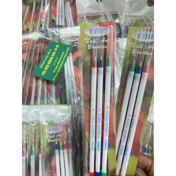 Combo 3 Cọ râu- cọ nét bộ- cọ tóc bộ 3 cây -cọ nét lông nhỏ dài vẽ móng Nail