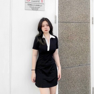 Đầm viền trắng H3141 (hình thật)