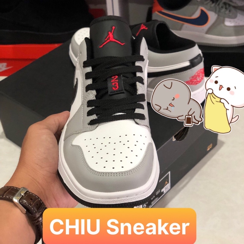 Giày thể thao Jordan 1 cổ thấp xám smoke phiên bản cao cấp giày Sneaker jd1 low smoke grey xám