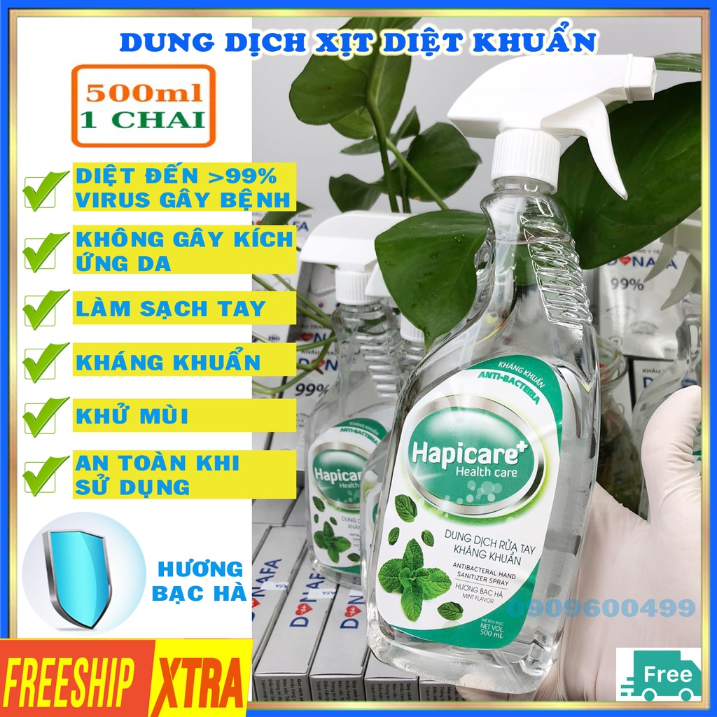 Dung dịch sát khuẩn tay nhanh Hapicare 500ml nước rửa tay diệt khuẩn