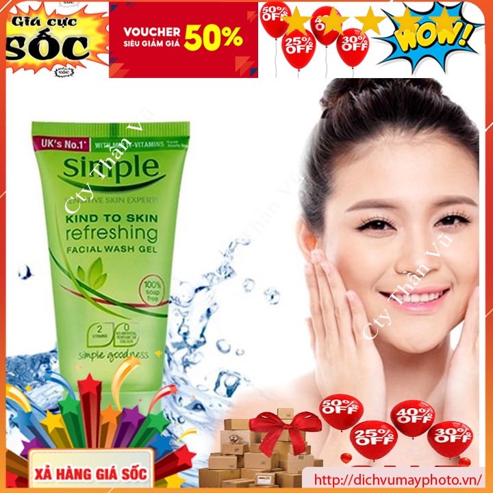 Sữa Rửa Mặt Simple Refreshing Facial Wash 150ml Chính Hãng Cho Da Dầu Nhẹ Nhàng Không Gây Kích Ứng