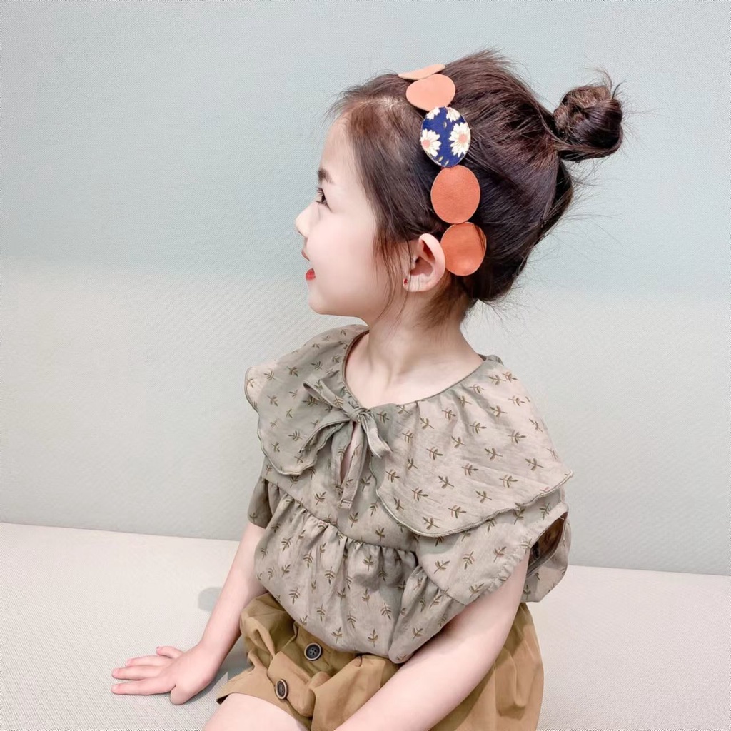 Set Đồ Mùa Hè 5 Món Gồm Áo Sơ Mi Cotton Tay Cộc + Quần Ngắn Hợp Thời Trang Cho Bé Gái