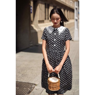 Pomelo flower amy dress - đầm chấm bi cổ ren d265