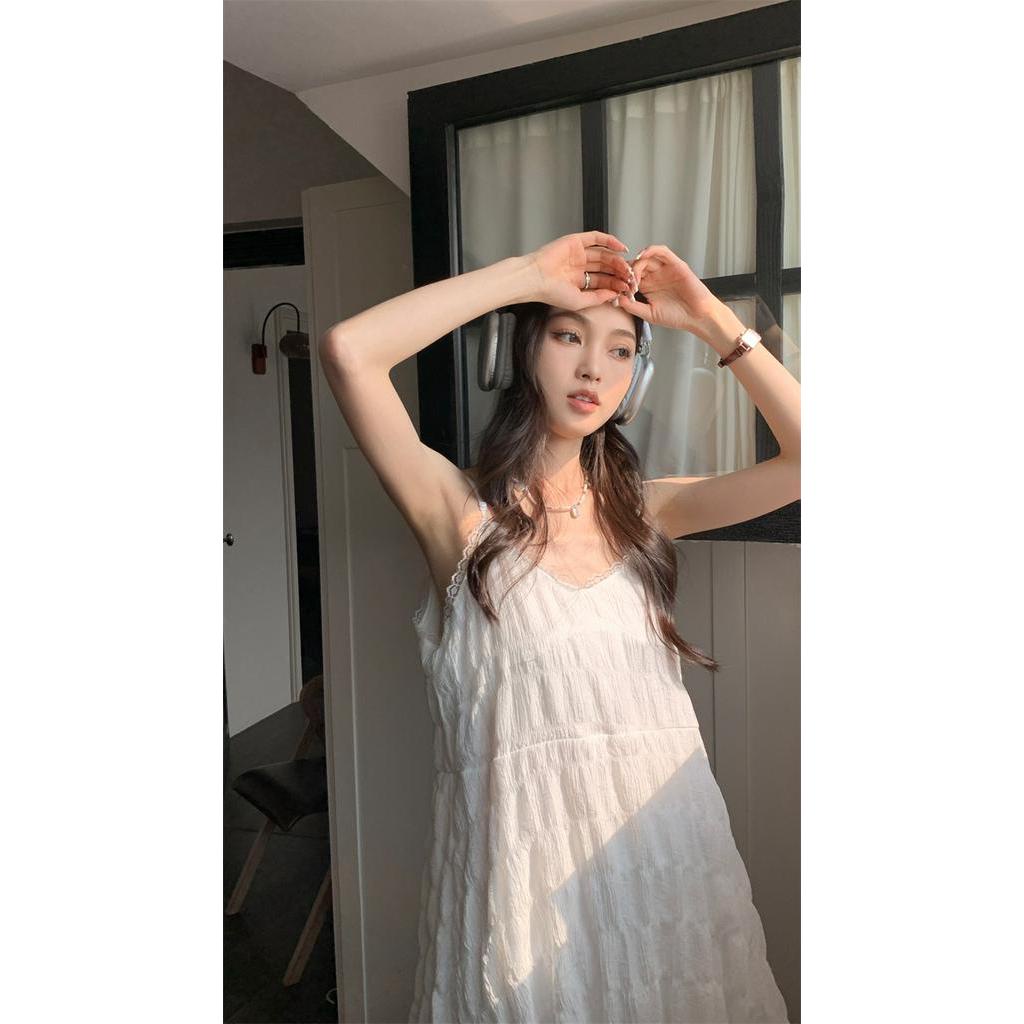 63037 Váy Ren Hai Dây Phong Cách Mới