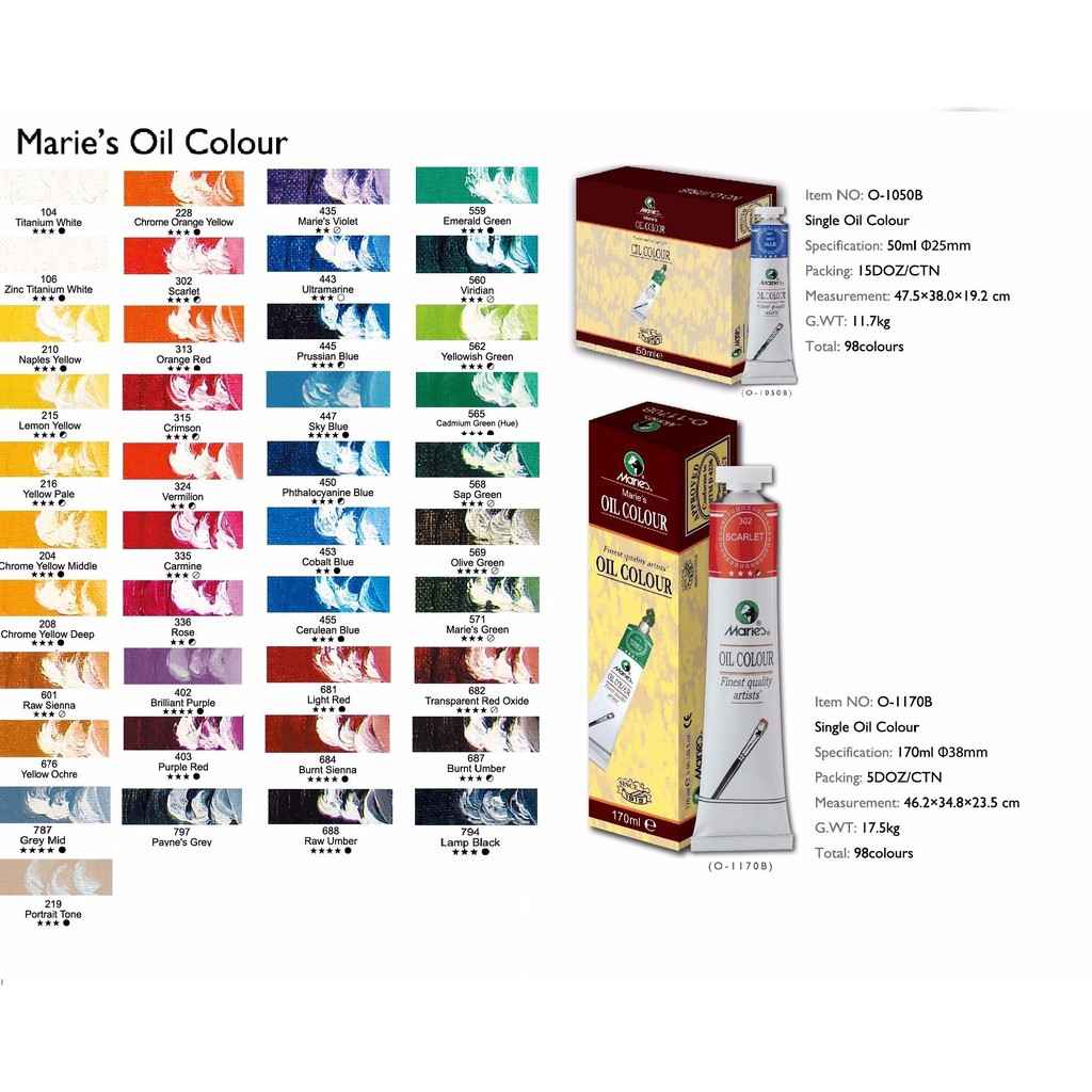 [ TÂM TÂM ]-Sơn dầu Maries tuýp 170ml phần 1/2, màu dầu Maries-