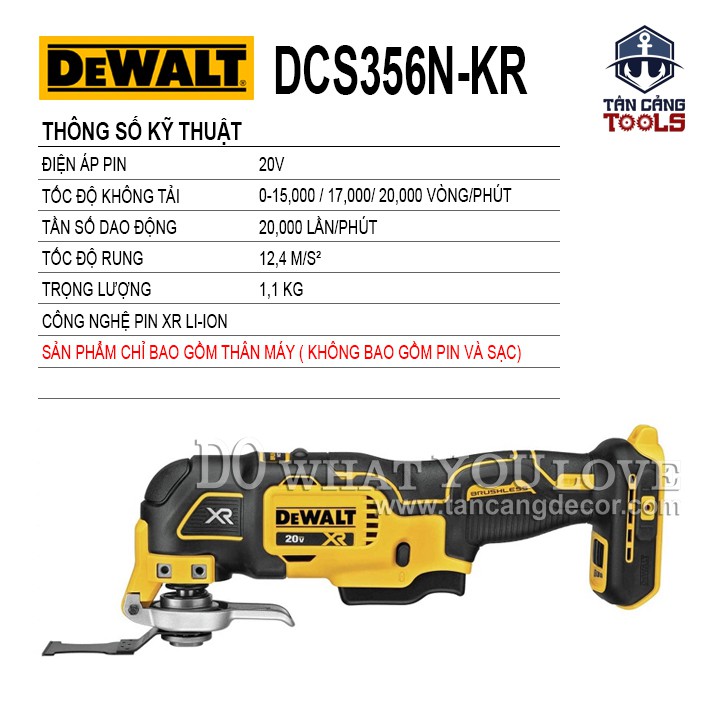 Máy Cắt Rung Đa Năng Dùng Pin Có Điều Tốc DeWalt 18V DCS356N ( Thân Máy )