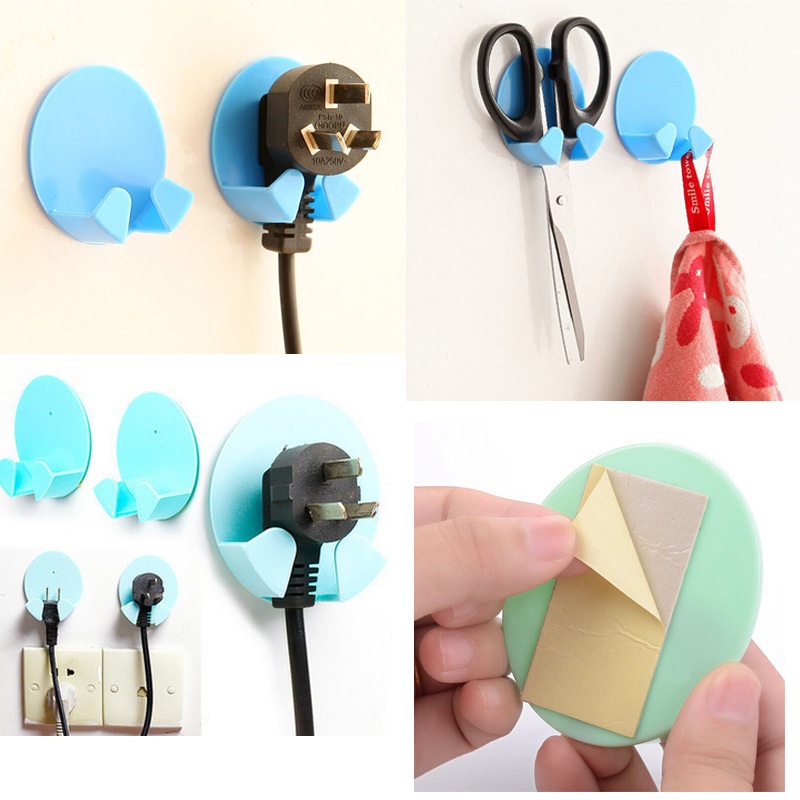 Set 2 Móc Treo Ổ Cắm Điện Gắn Tường Bằng Nhựa Không Cần Khoan Họa Tiết Hoạt Hình Dễ Thương Đa Năng Tiết Kiệm Không Gian Trang Trí Nhà Ở/Văn Phòng