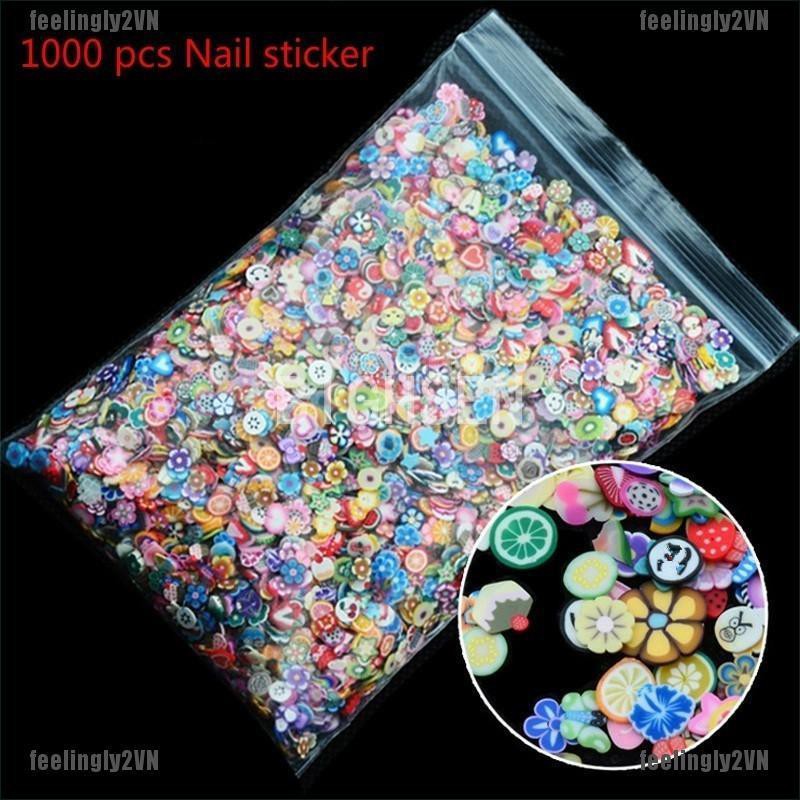 1000 Miếng dán trang trí hình trái cây 3D bằng đất sét xinh xắn