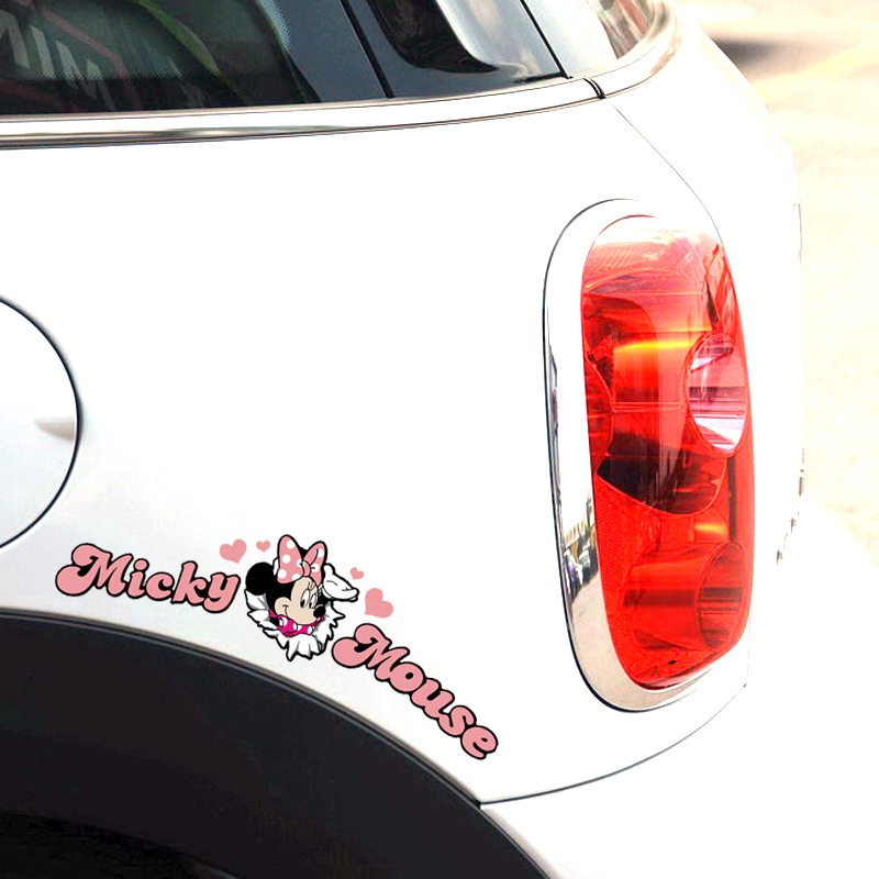 Miếng Dán Trang Trí Xe Hơi / Mô Tô Hình Chuột Mickey Minnie Dễ Thương