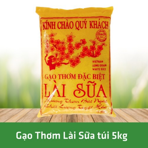 Gạo thơm Lài Sữa vàng túi 5kg - Hương thơm bát ngát, chất lượng tuyệt hảo