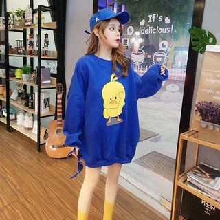 Áo nỉ vịt vàng dễ thương nam, nữ mặc được Freesize 65kg ( ảnh thật)