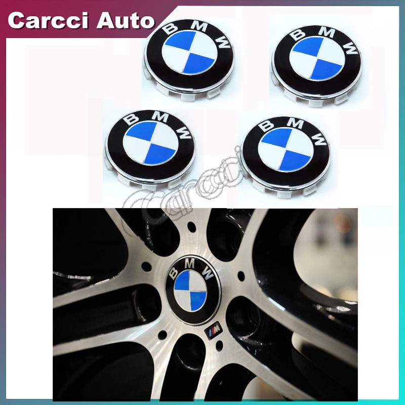 Set 4 Nắp Đậy Trục Bánh Xe bmw 68mm 56mm Màu Trắng Và Xanh Dương