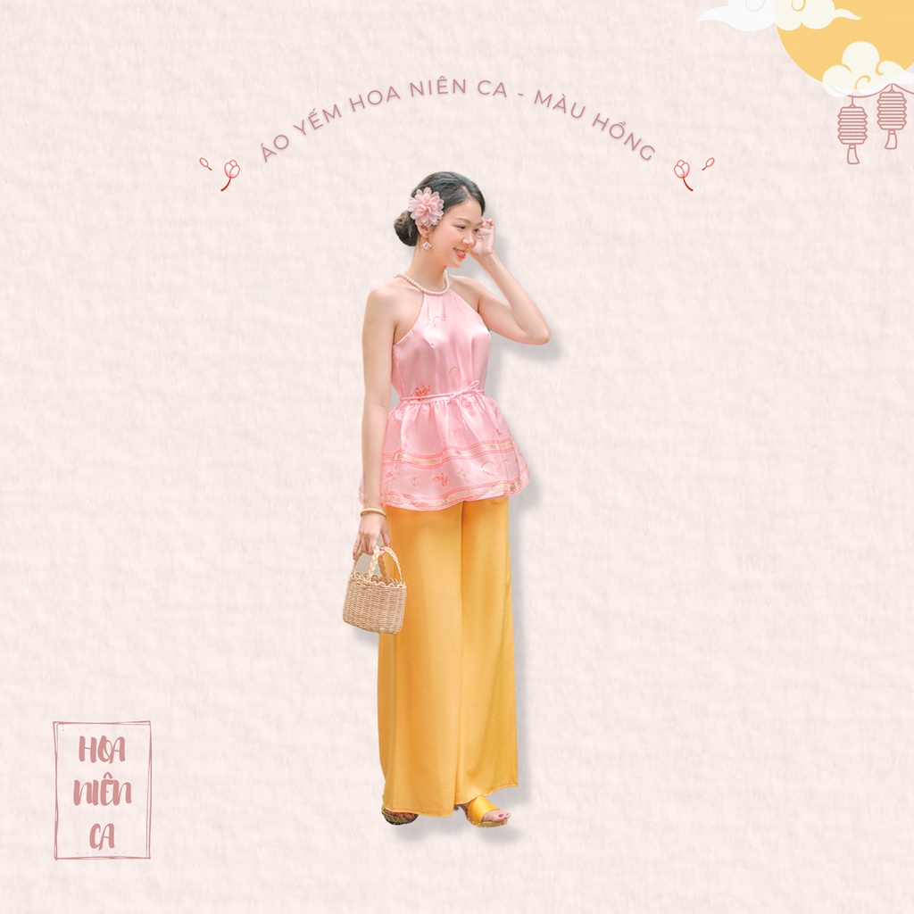 Sumire Store Áo yếm xòe organza Hoa Niên Ca - Hồng