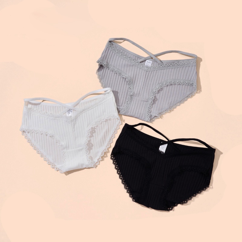 Quần Lót Nữ UNDERCOOL Gân Tăm Phối Ren Dây Đan Sexy