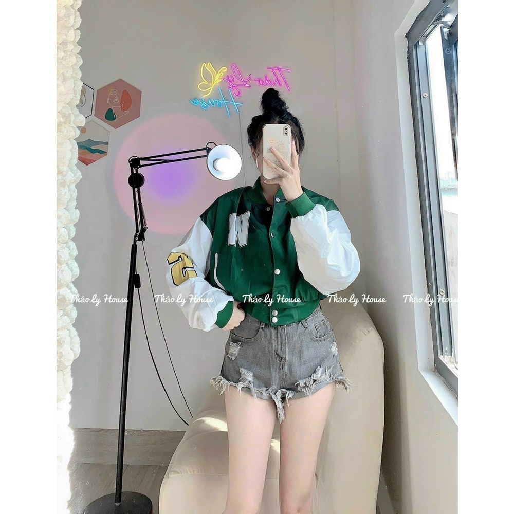 Áo Khoác Dù Bomber 2 Lớp In W Kiểu Dáng Lửng Craptop Phối Cúc Bấm Năng Động Trẻ Trung - TP63