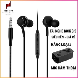 Tai nghe có dây jack 3.5mm giá rẻ, có đầy đủ nút bấm và mic đàm thoại cáp dù chắc chắn